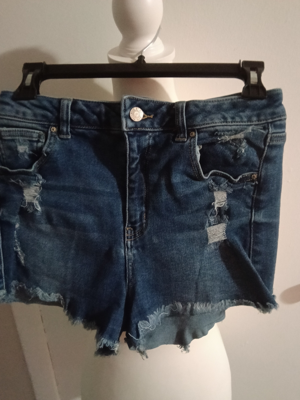 Wax Jean Dark Blue Distressed Denim Shorts